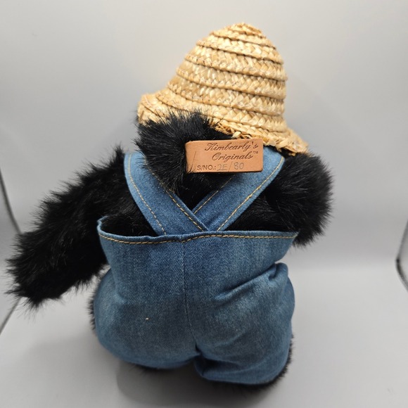 Kimbearly's Originals A&A Black Bear Bubba Plush Doll Straw Hat‎ Home Decor - Picture 3 of 5